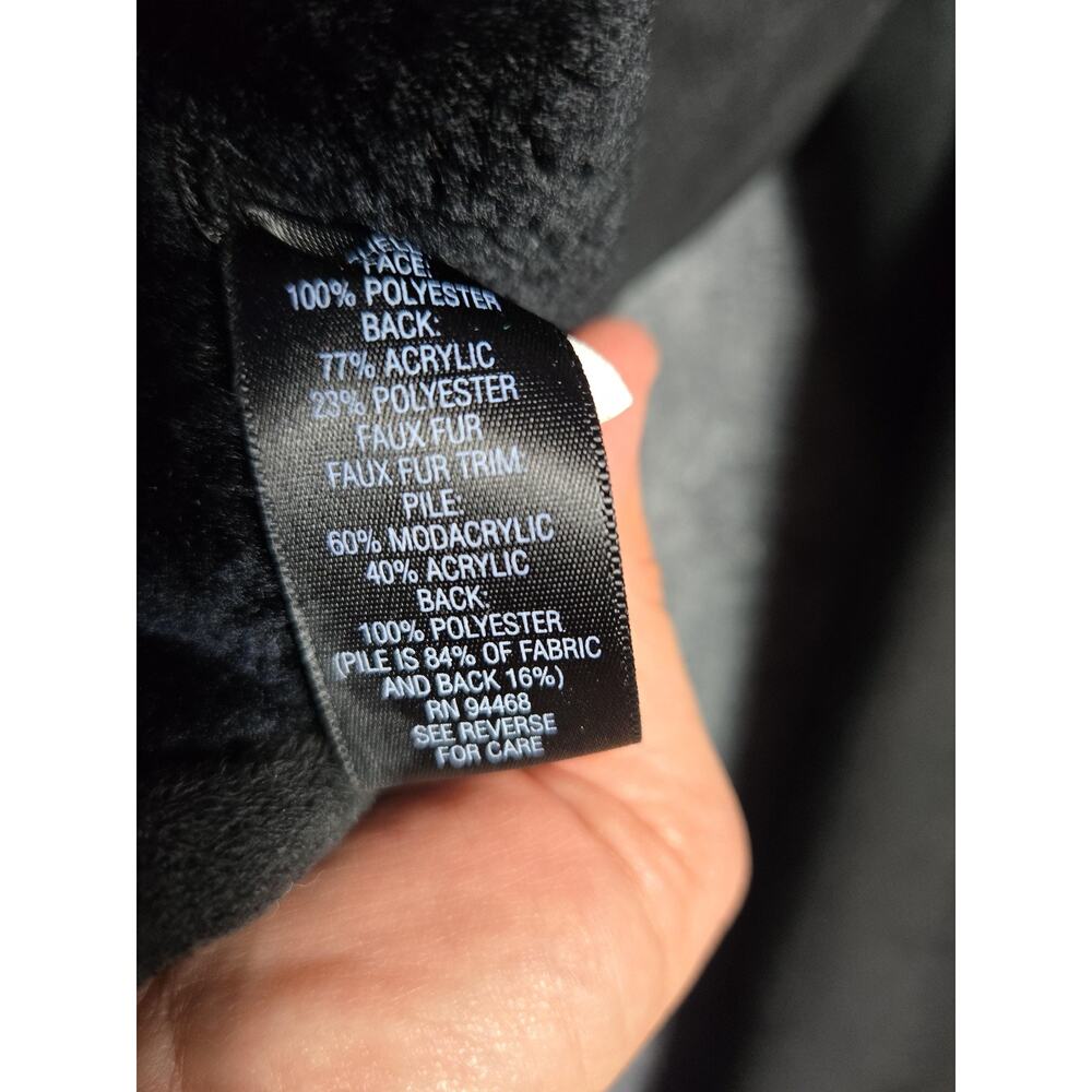 Croft & Barrow Jacket Womens Medium Black Faux Fur Lined Microfiber Zip Coat - Picture 4 of 10